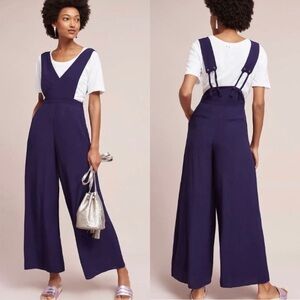 Anthropologie Maeve Souxanne Wide Leg Apron Jumpsuit Overalls Sz 2.